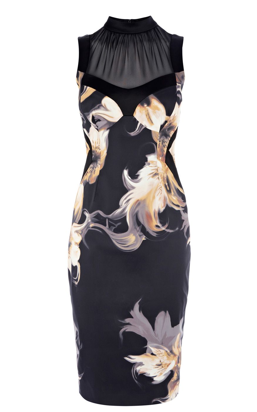 Bodycon dress metallic as seen on tv Karen millen sporty panelled bodycon dress black multi