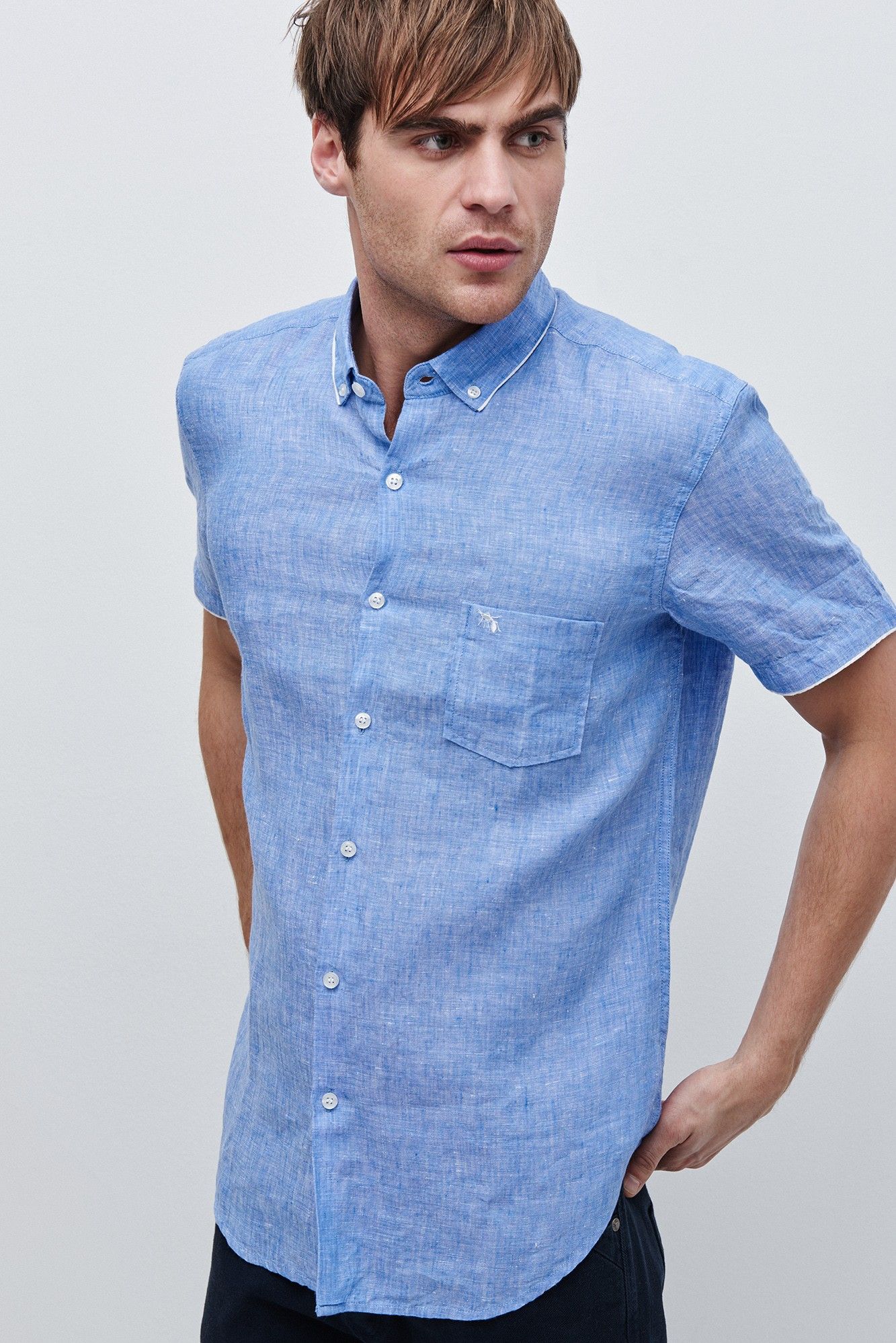 camisa de manga corta de hombre de lino camisa de manga corta de hombre de lino