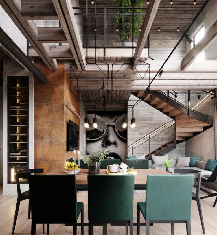 industrial stil braun petrol grau essbereich #innendesign #interior ... industrial stil braun petrol grau essbereich #innendesign #interior ...