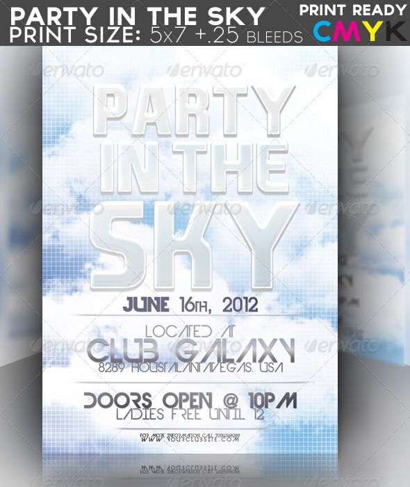 party in the sky flyer photoshop fonts and print templates flyer sky