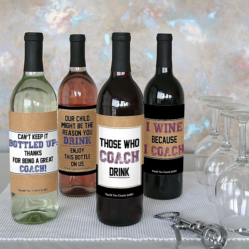 coach appreciation gift personalized wine bottle label stickers wine bottle stickers
