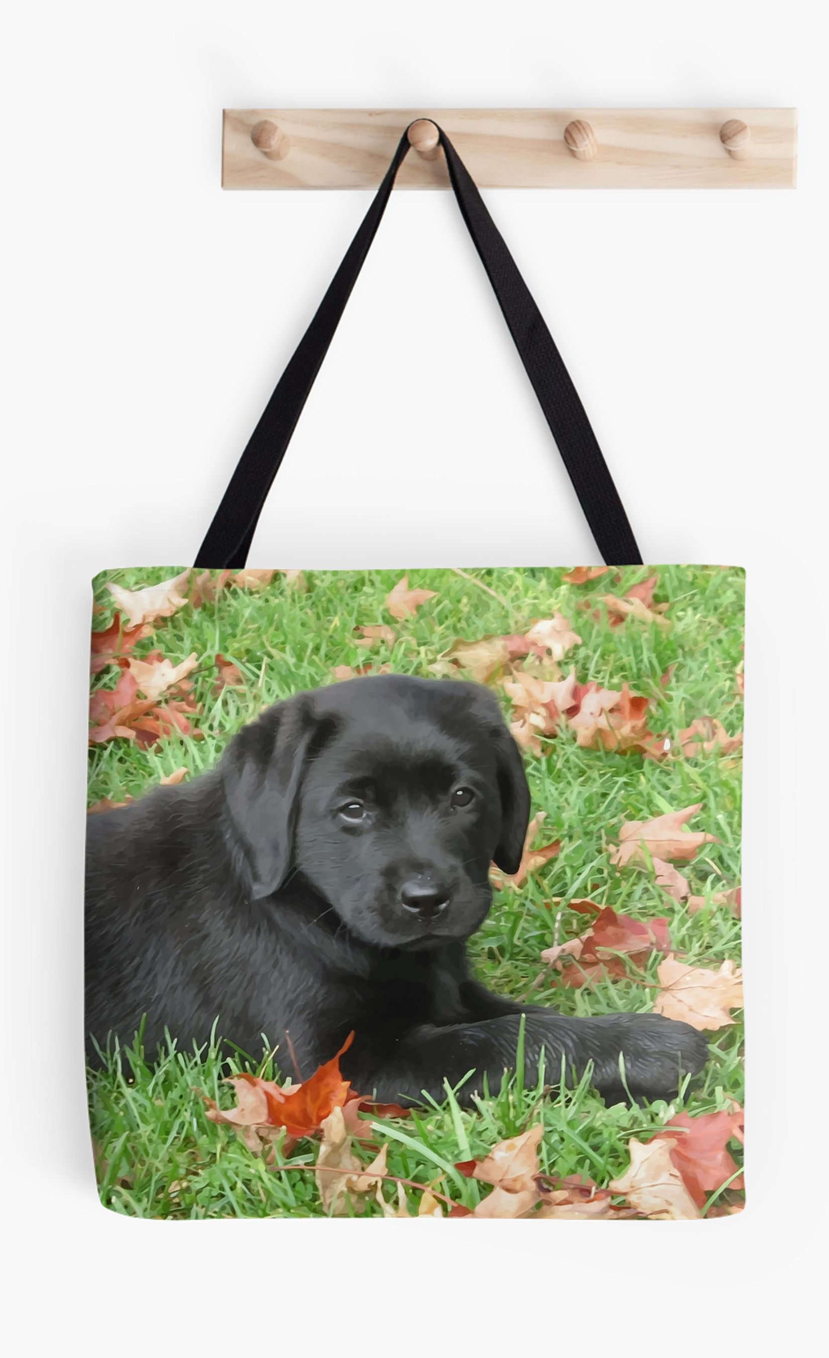 Black Labrador Joy of Autumn Tote Bag by BlackDogArtJudy Black