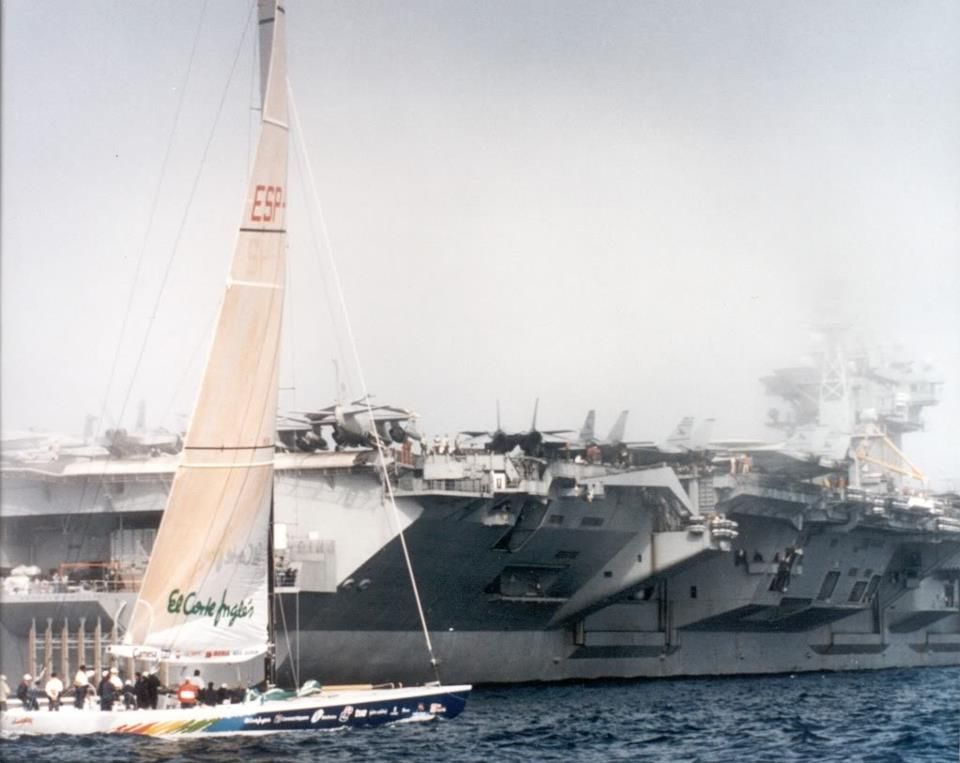 USS Abraham Lincoln crashing the America's Cup race in 1995. I was