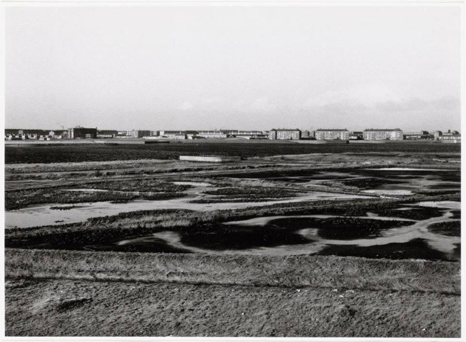 1958 Deze foto van het Sloterpark is al 50 jaar oud. Hij is genomen vanaf de overkant van de Sloterplas. Zoals je ziet was er toen nauwelijks een park. De kronkelende paden lagen er al, maar bomen, ho maar. Helemaal in de verte rechts zie je de Burgemeester Roëllstraat liggen. Het duurde nog heel wat jaren voordat het park er zo uit zou zien als nu. De nieuwe bomen en struiken moesten natuurlijk eerst nog groeien. I Amsterdam, New West, Youth Culture, Old Pictures, Family Life, Railroad Tracks, Holland, Olds, The Nederlands