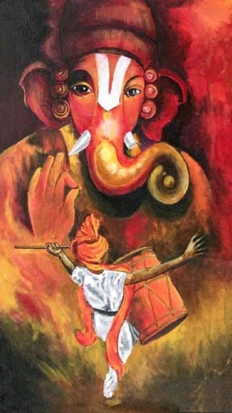 Lord Ganesha P Hand Painted Painting On Canvas Without Frame. As oil paintings are hand-painted on canvas, there might be slight variations in the final product from the image shown in listing. This Painting is not stretched on frame, and shipped in rolled up Canvas format. Safe and sturdy packaging to avoid any damages during shipping. Size: Multiple sizes available for this item. Please choose the right size from the variations listed. Ganesh Art Paintings, Mythology Paintings, Krishna Painting, Indian Art Paintings, Oil Paintings, Ganesha Drawing, Ganesha Art, Krishna Art, Ganesh Rangoli
