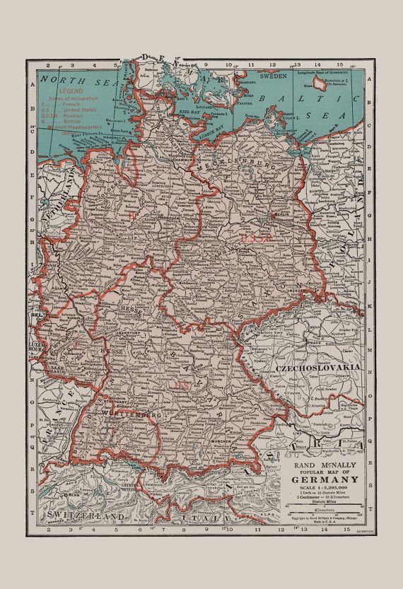 VINTAGE GERMANY MAP Vintage Map of Germany Wall Art Etsy Germany