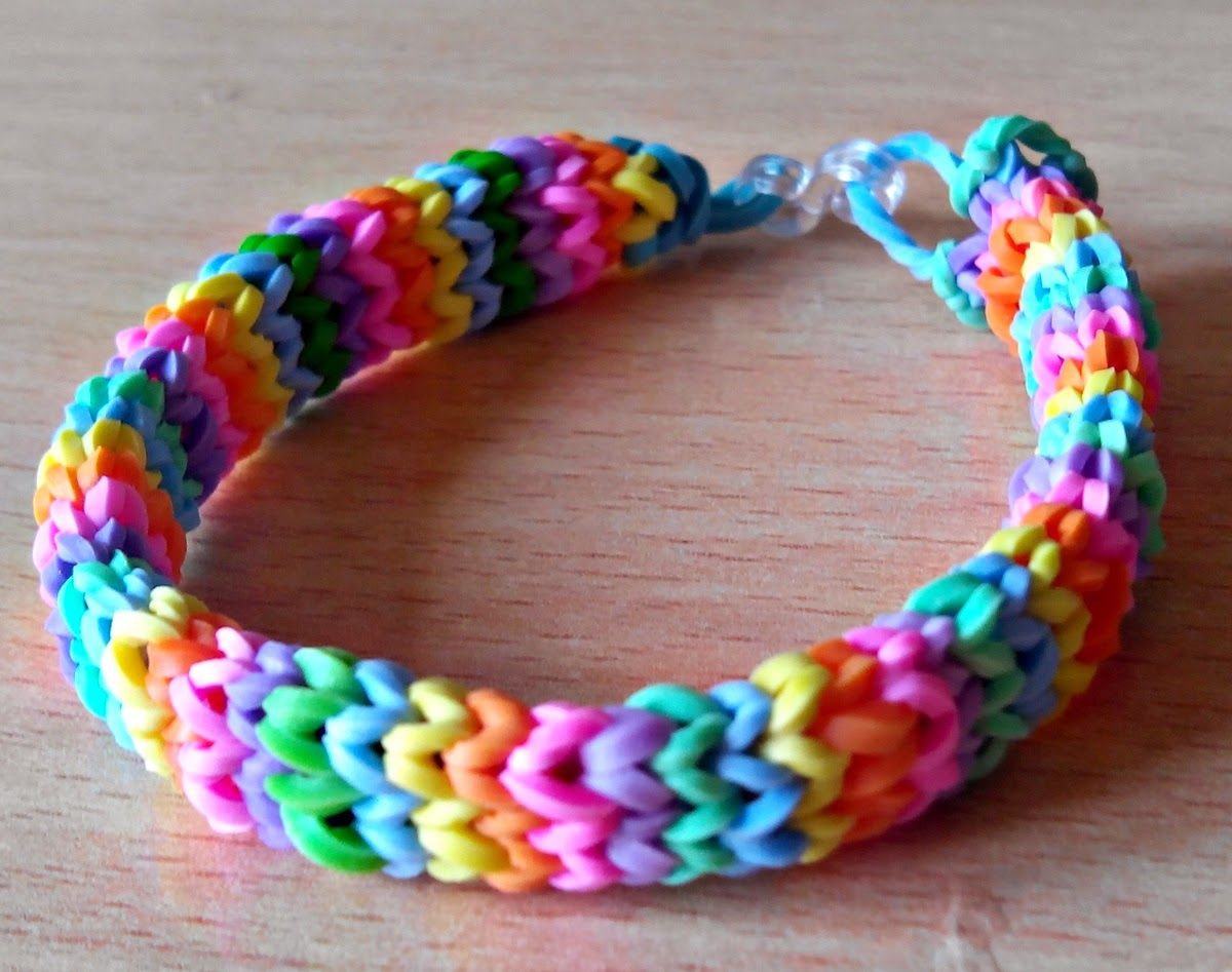 Urgunes Gune Pulsera De Gomas Con Tenedores Rainbow Loom Designs Rainbow Loom Bracelets Rainbow Loom