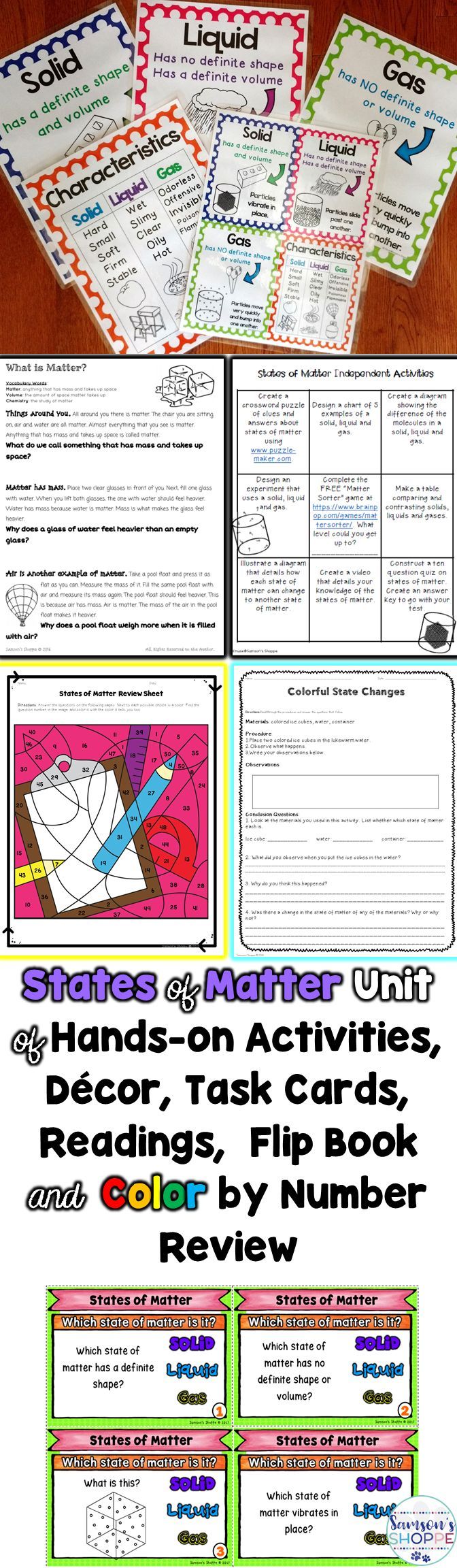 Workbooks solid liquid and gas worksheets : States of Matter: Solid, Liquid, Gas Unit of Nonfiction and Hands ...