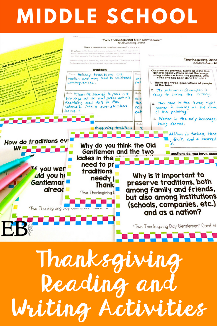 Workbooks thanksgiving reading comprehension worksheets middle school : Thanksgiving Short Story Unit for Middle School & High School ...