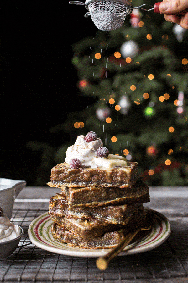 Baked Gingerbread Custard Waffle French Toast (VIDEO Baked Gingerbread Custard Waffle French Toast (VIDEO