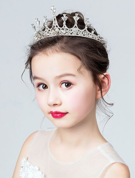 Fleur Fille Couronne Tiara Strass Headpieces Argent Enfants Accessoires De Cheveux