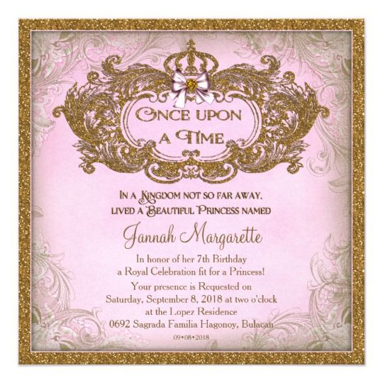 once upon a time princess birthday invitation zazzle com princess first birthday invitations