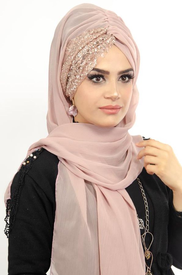 Aise Tesettur Pudra Abiye Sal Modelleri Hijab Makeup Hijab Designs Head Scarf Styles