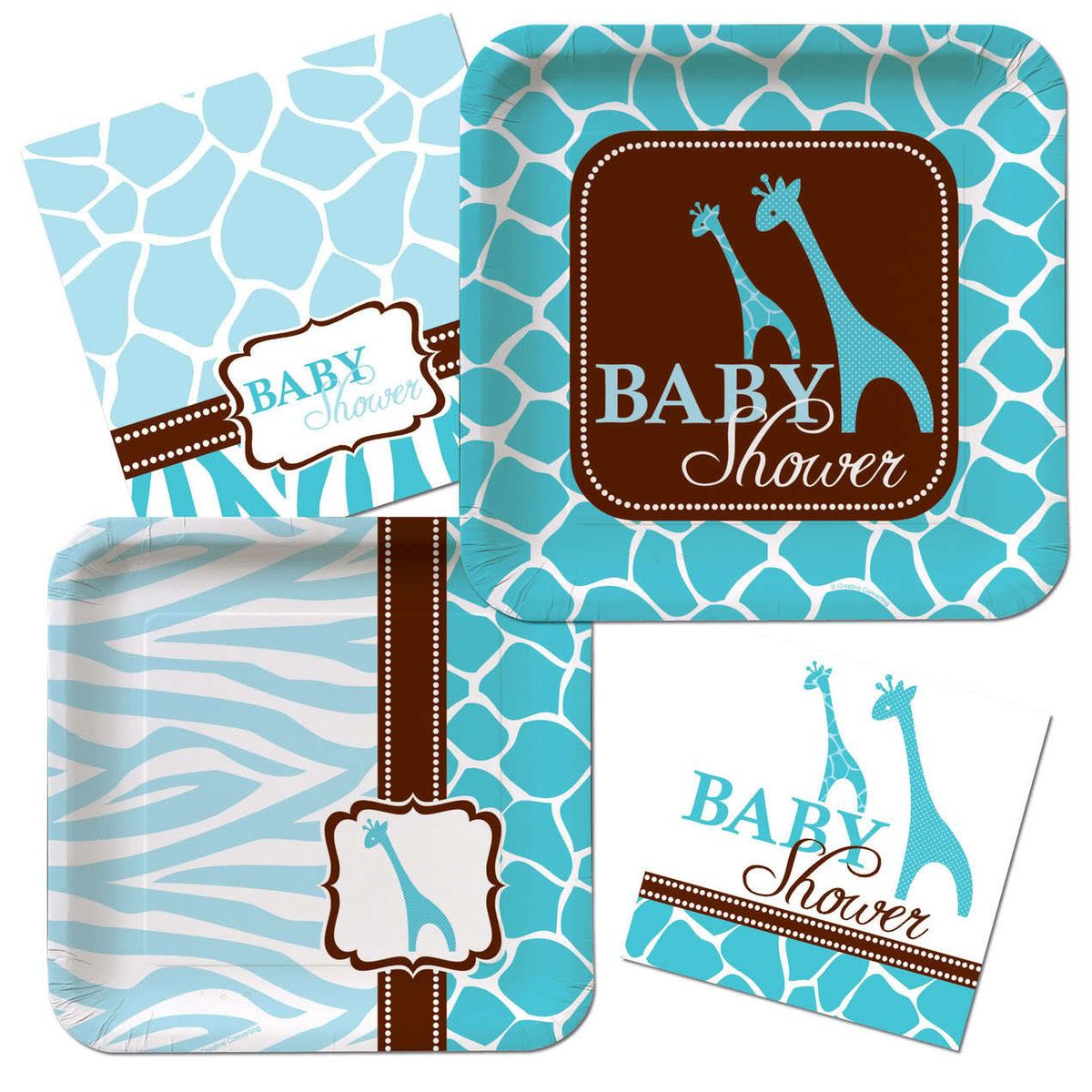 Wild Safari Blue Baby Shower Plate Napkin Animal Print Baby Wild Safari Blue Baby Shower Plate Napkin Animal Print Baby