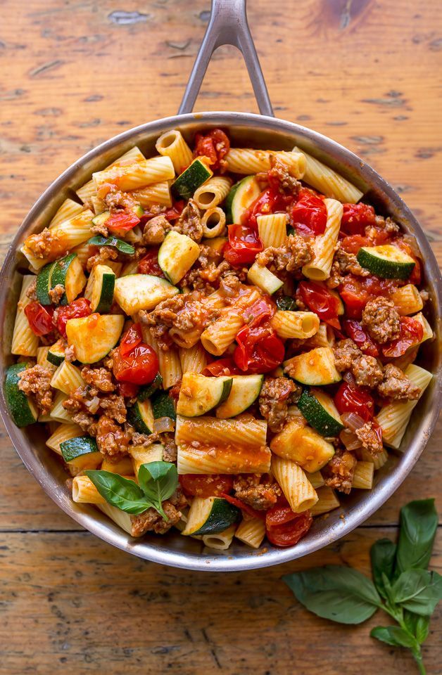 Rigatoni with Sausage, Tomatoes, and Zucchini - Baker by Nature