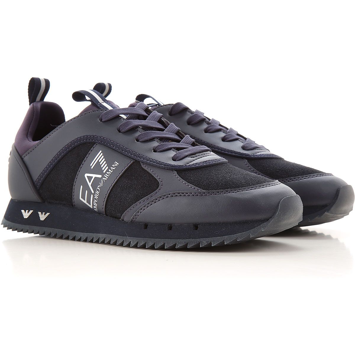 Emporio Armani Sneakers For Men On Sale Midnight Blue Leather 2019 44 In 2021 Emporio Armani Men S Shoes Armani Men