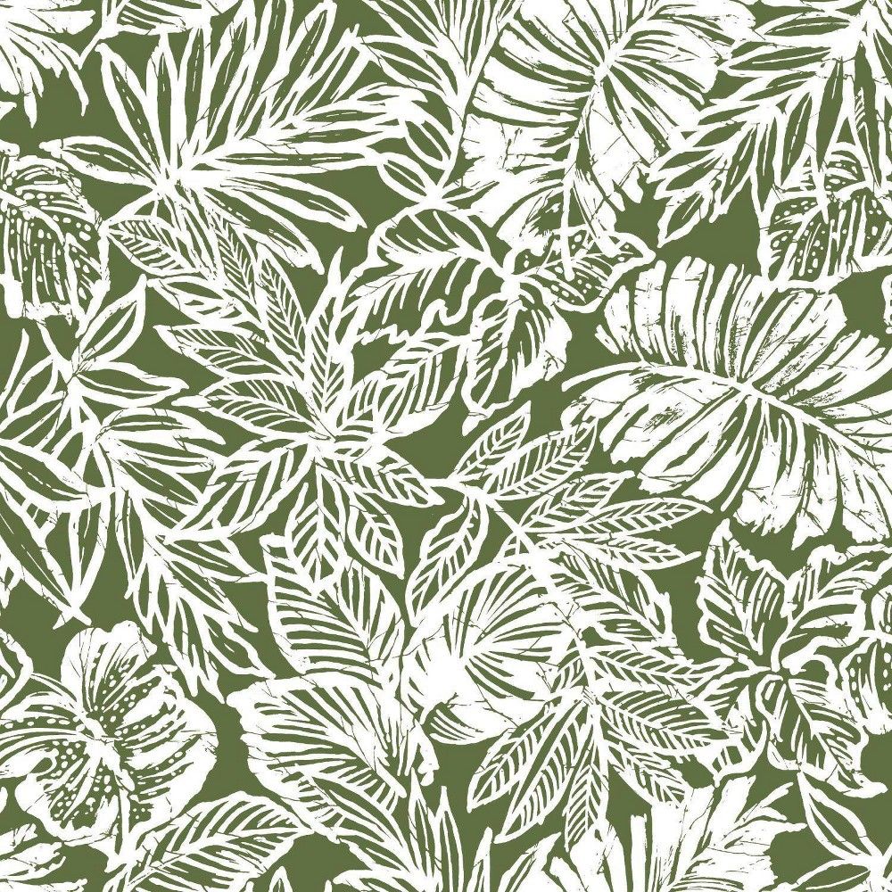 Batik Tropical Leaf Peel And Stick Wallpaper Roommates Green In 2020 Peel And Stick Wallpaper Tropical Wallpaper Tropical Leaves