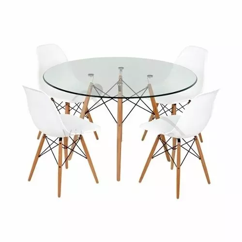 Mesa Eames Comedor De Vidrio 4 Sillas Eames Blancas 10 990 00 Comedores De Vidrio Sillas Eames Mesa Eames