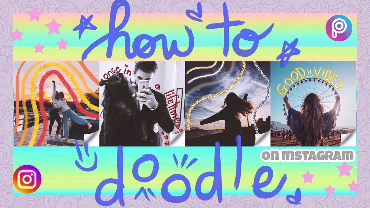 Instagram Doodles How to draw on photos ♡ rainbow