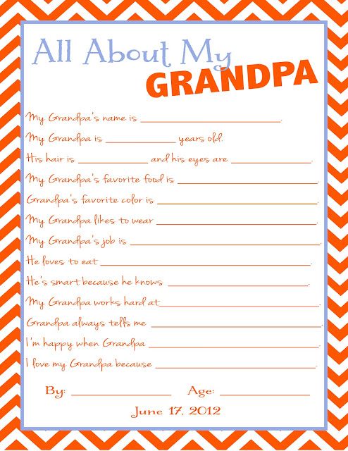 Download Great Father S Day Gift For Grandpa Or Papa Father S Day Printable Fathers Day Questionnaire Fathers Day Crafts