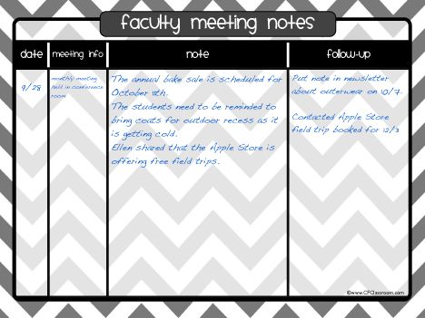 how to organize your teacher meeting notes paper how to organize meeting notes