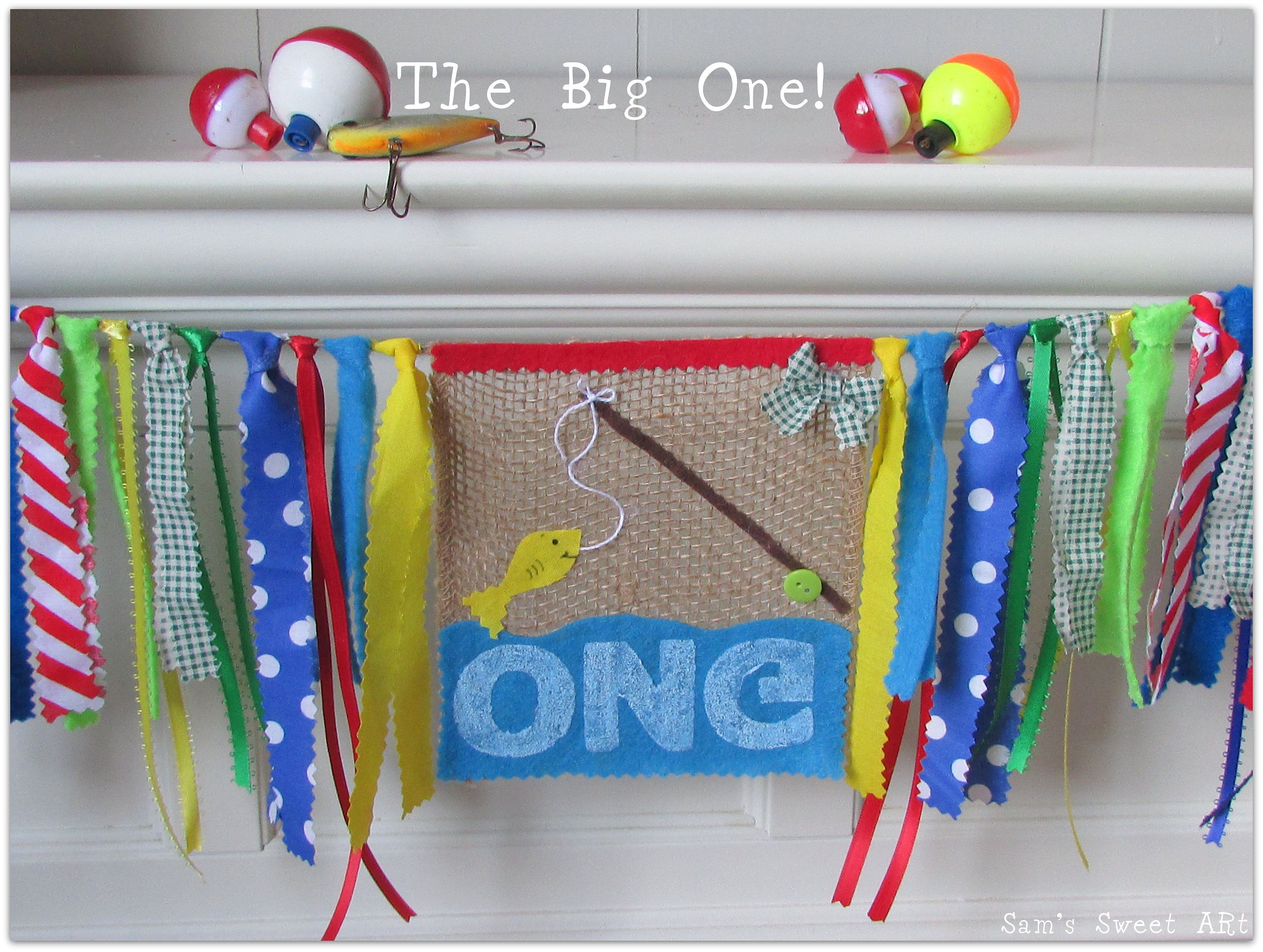 Fabric Banner The Big One Highchair Banner Wall Garland 1st Birthday Decor Fishing High Chair 1st Birthday Banner Cake Smash Banner