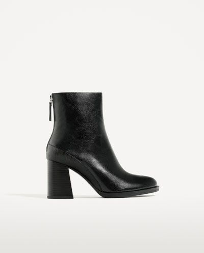 zara leather block heel boots