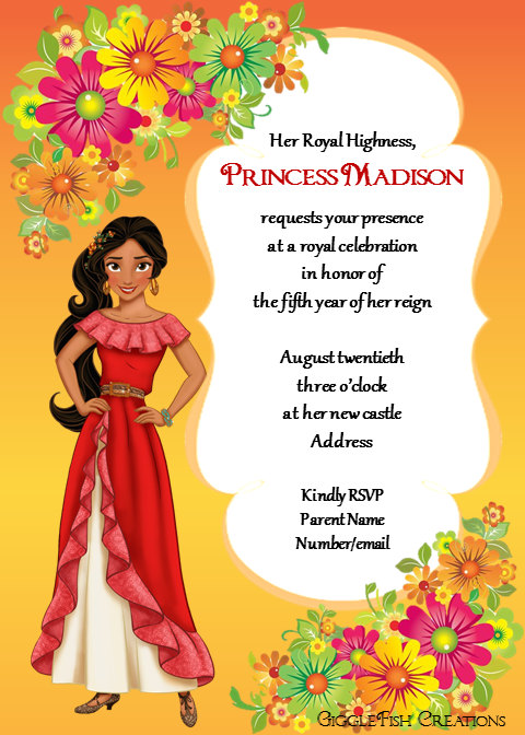 Elena Of Avalor Birthday Party Invitation Digital File Elena Of Avalor Digital Birthday Party By Gigglefishcreations