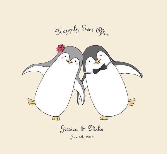 husband Penguin Love Poster//Gift for wife couple with names//Personalised Romantic Valentines Day poster//You are my penguin//US Letter Size