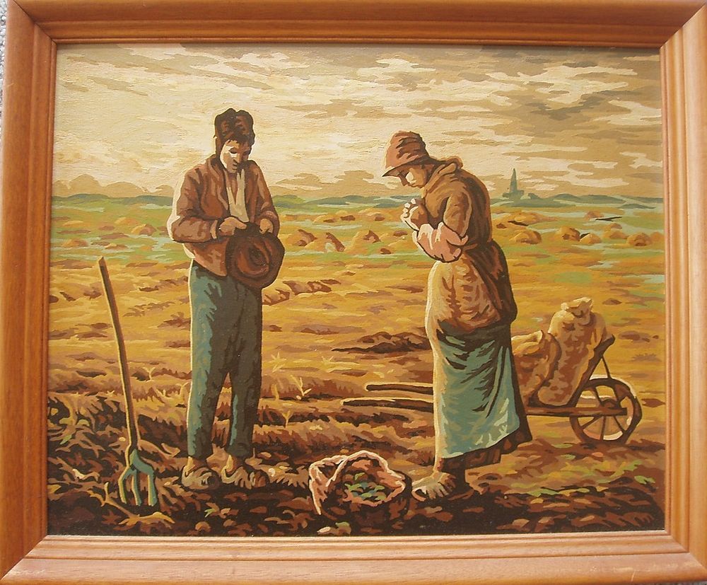 Jean Francois Millet Paint By Numbers The Angelus 1950svintage Jean Francois Millet Paint By Numbers The Angelus 1950svintage Framed Painting