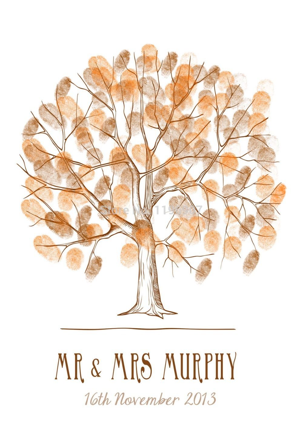 60 80 cm wedding party fingerprint guestbook vintage tree prints