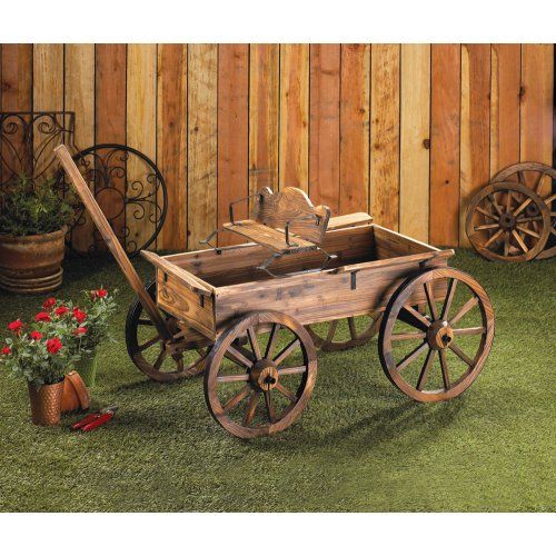 Summerfield Terrace Rustic Wagon Garden Furniture Drop To Your Customers Wood Wheel Decor Wooden Wood Wagon Wheel Decor Wooden, Wooden Garden Wagon