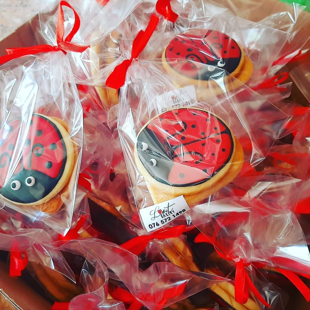 We made some goodie bags for Solidariteit for Valentine's day. Wach one contained one ladybug cookie and a decorated heart. Packaged in a cello bag, tied with a ribbon. They looked so cute!! #lovitbakery Ladybug Cookies, Goodie Bags, Instagram Pictures, Cello, Valentines Day, Ribbon, Packaging, Made, Heart