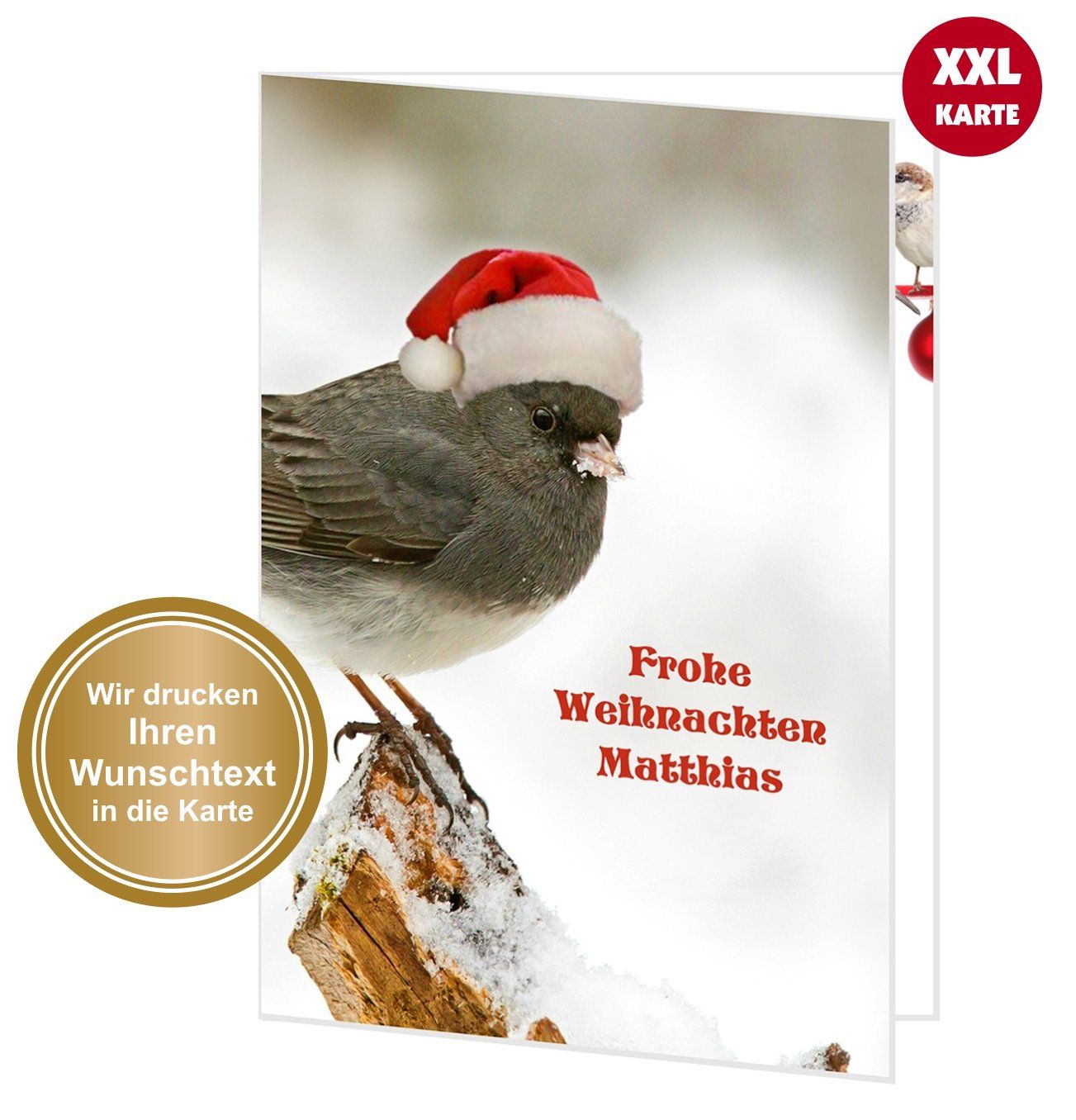 XXL Weihnachtskarte süßer Weihnachtsvogel Weihnachtskarten XXL Weihnachtskarte süßer Weihnachtsvogel Weihnachtskarten