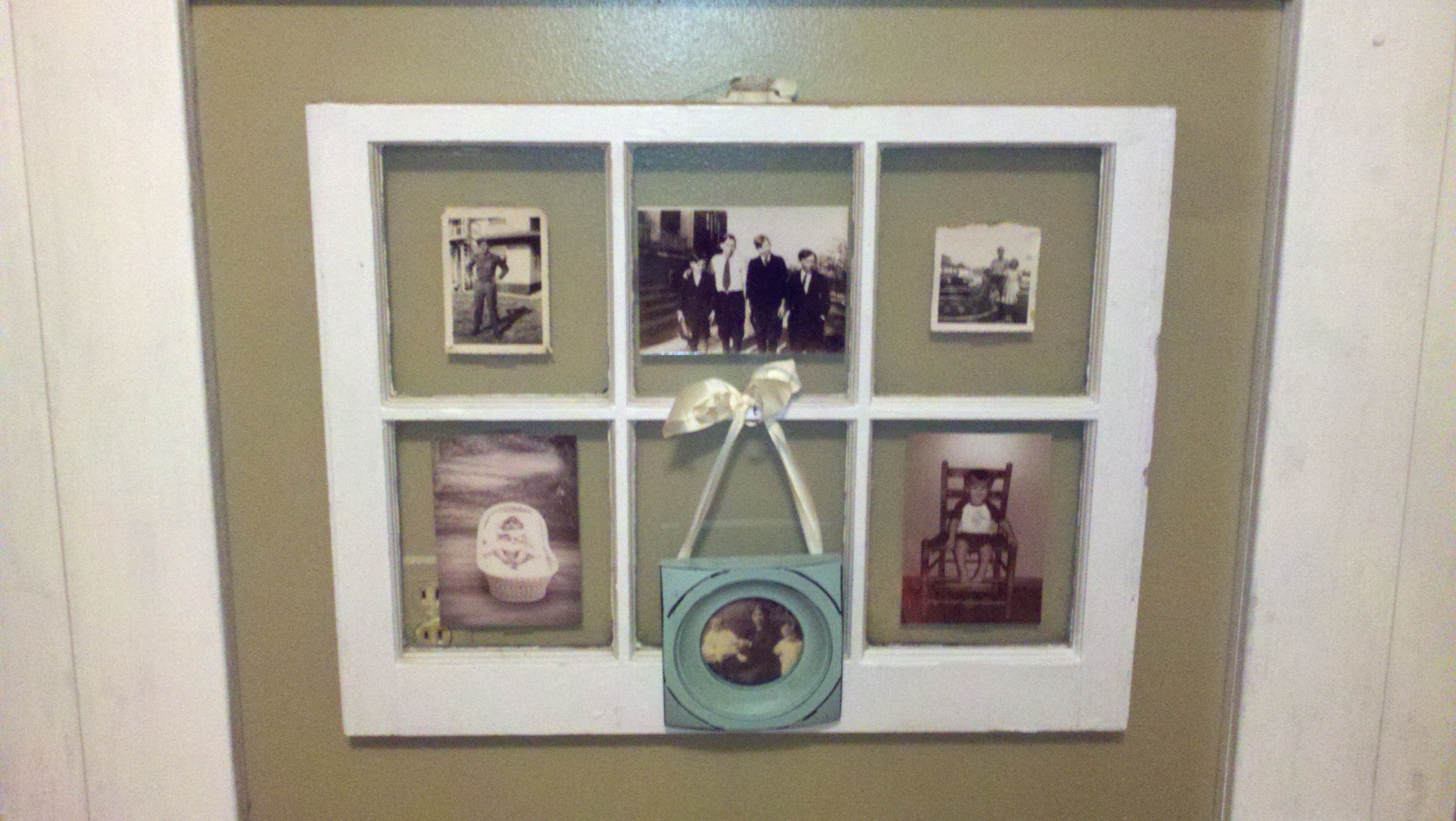 Black & White Family Pics In An Old Wooden Window Black & White Family Pics In An Old Wooden Window