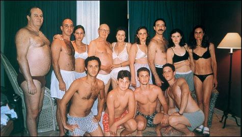Nudist family summer souvenir photo Nudist family summer souvenir photo