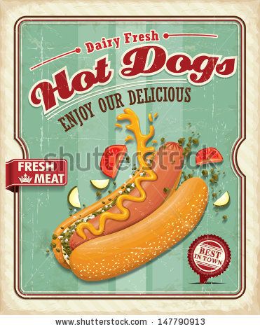 Vintage Hotdog Poster Design Tomato Relish Stock V Vintage Hotdog Poster Design Tomato Relish Stock V