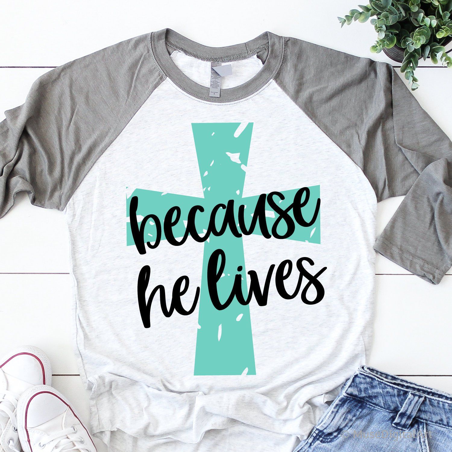 Download Because He Lives Svg, Easter Svg, He is Risen, Christian Distressed Svg, Easter Shirt Svg ...