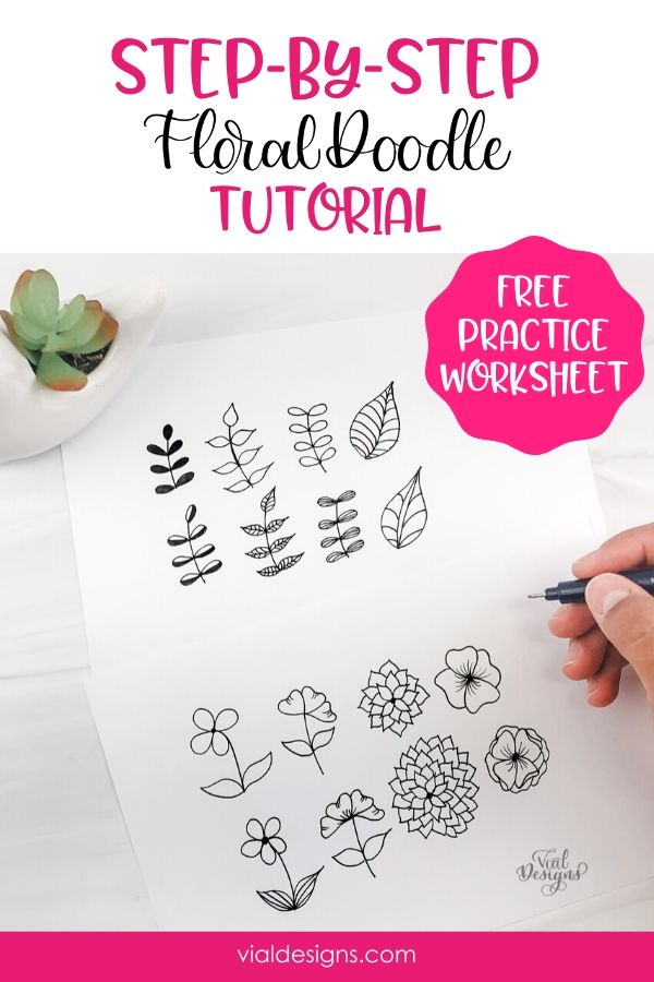 Step-by-Step floral doodle tutorial | How to draw simple floral doodle | Floral Doodle ideas for bullet journal #vialdesigns #floraldoodles #floraldoodleideas #floraldoodletutorial Modern Calligraphy Tutorial, Learn Modern Calligraphy, Calligraphy For Beginners, Botanical Line Drawing, Floral Drawing, Doodle Drawings, Easy Drawings, Zentangle Drawings, Zentangles