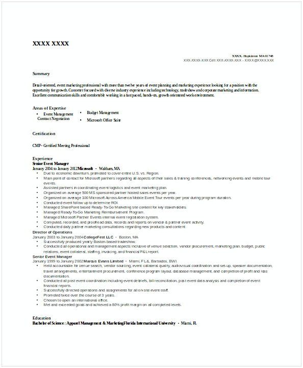 Senior Event Manager Resume , General Manager Resume , Find the