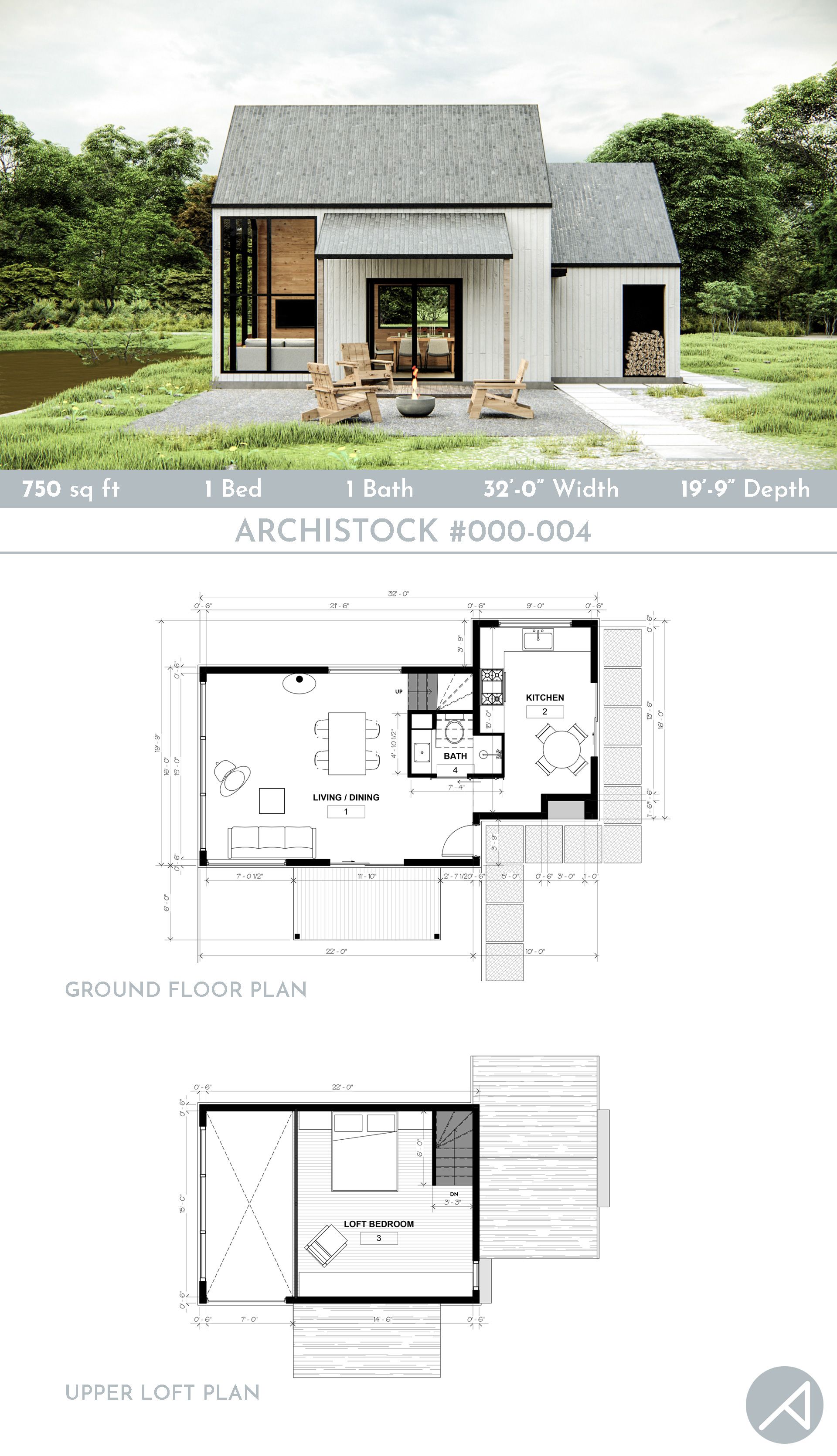 750 sq ft Modern Cabin House Plan