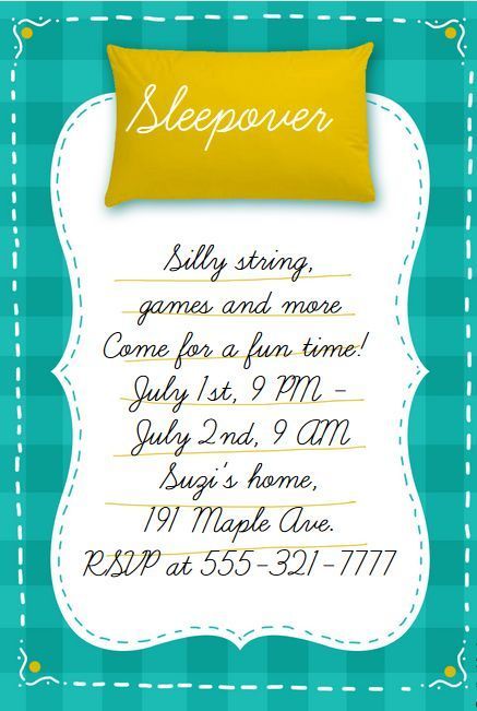 9 free printable sleepover invitations party planning pinterest