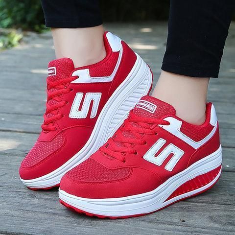 Occasion:Daily,Casual Heel Type:Platform Accents:Lace-up Gender:Women Shoes Style:Lace-Up Wedge Heel Sneakers, Lace Sneakers, Sneaker Heels, Sport Sneakers, Sneakers Fashion, Fashion Shoes, Slip On Sneaker, Slip On Shoes, New Shoes