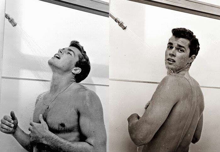 0 shower time - Robert Wagner Men in shower, Men shower, Guy madison.