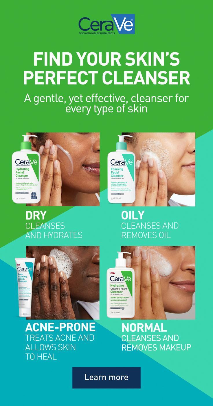 Developed with dermatologists, CeraVe cleansers are formulated to meet the needs of all skin types without disrupting the skin barrier. -For dry skin, try our Hydrating Facial Cleanser to cleanse and hydrate skin. -For oily skin, try our Foaming Facial Cleanser to cleanse and remove excess oil -For acne-prone skin, our Acne Foaming Cream Cleanser treats acne and allows skin to heal. -For normal skin, try our NEW Hydrating Cream-to-Foam Cleanser to remove d #BestAntiAgingSkinCareLine Skin Care Hair Care, Face Skin Care, Makeup Skin Care, Skin Care Tips, Acne Prone Skin Care, Facial Skin Care Routine, Skin Care Routine Steps, Skin Routine, Clear Skin Tips