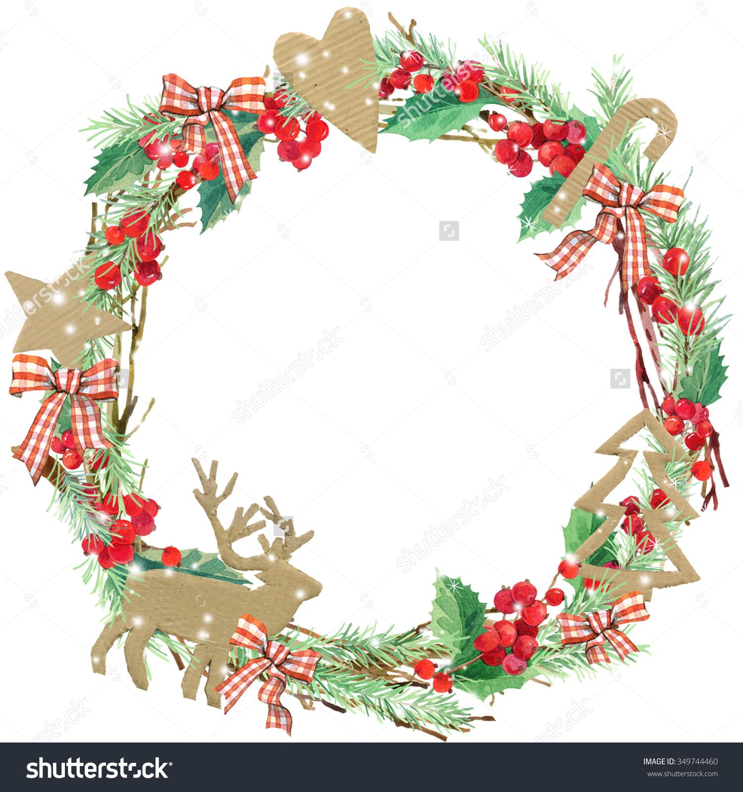 Stock Photo Watercolor Christmas Wreath Frame Watercolor Winter Stock Photo Watercolor Christmas Wreath Frame Watercolor Winter