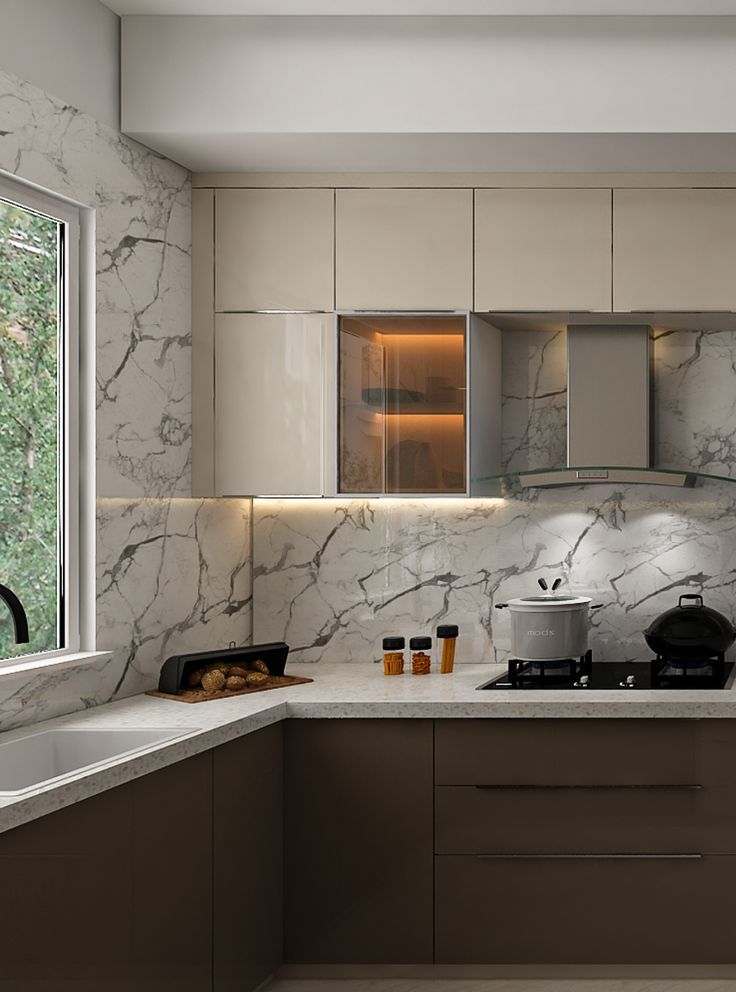 Brown And Beige Kitchen Design Best Kitchen Designs, Modern Kitchen Design, Interior Design Kitchen, Kitchen Ideas, Stunning Kitchens, Cool Kitchens, Kitchen Organisation Hacks, Guest Bedroom Home Office, Minimal House Design