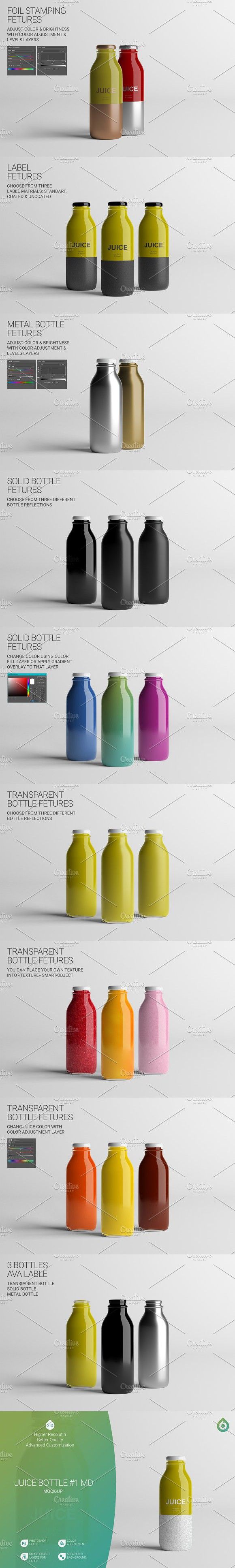 Download Juice Bottle MD Mock-Up #1 V2.0 | Cosmetics mockup, Juice bottles, Bottle