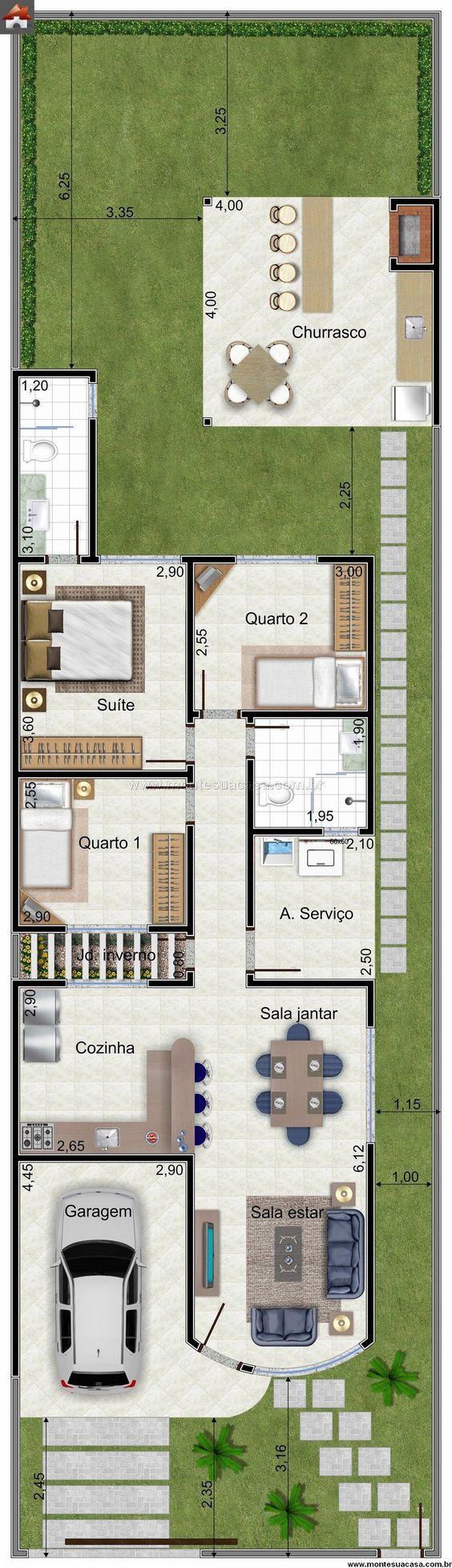 Nada melhor que pegar suas coisas e viajar em direção a sua casa de campo e curtir um feriado ou as ferias ou até mesmo um final de semana comum, naquele seu retiro para relaxar e revigorar as ener… Dream House Plans, Modern House Plans, Small House Plans, House Floor Plans, Small Space Interior Design, Architecture Plan, House Layouts, Container House, Future House