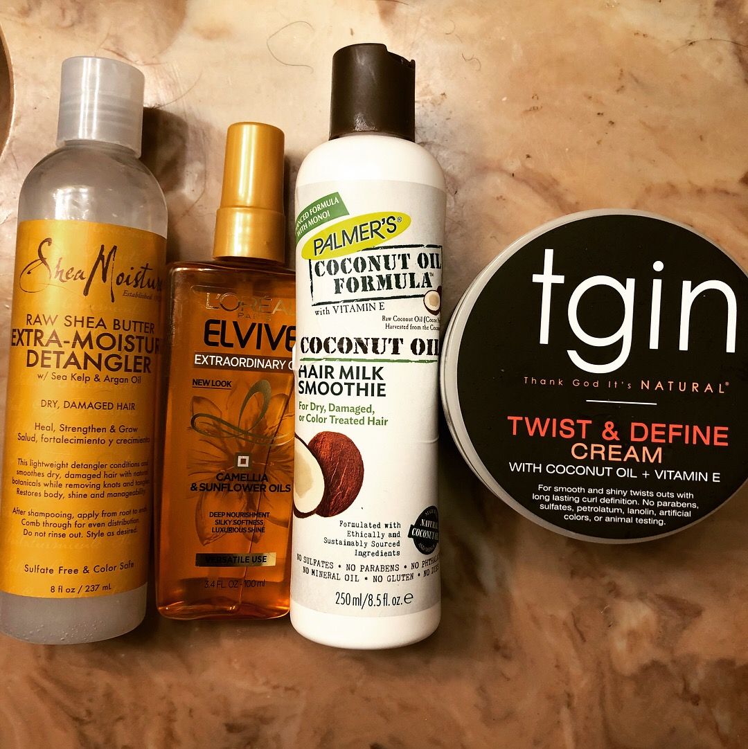 I used these products in order from L to R for a twist out and had